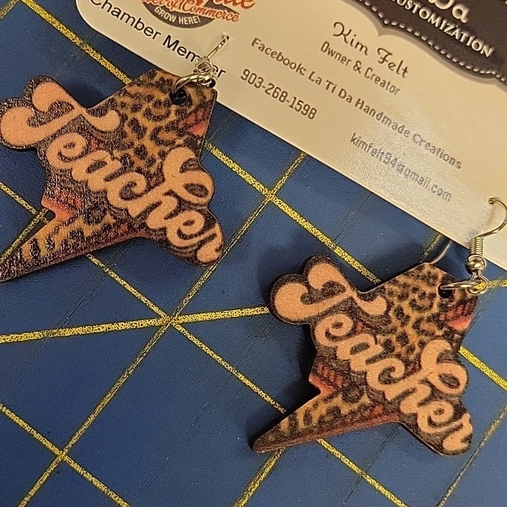 Leopard Print Teacher School Earrings